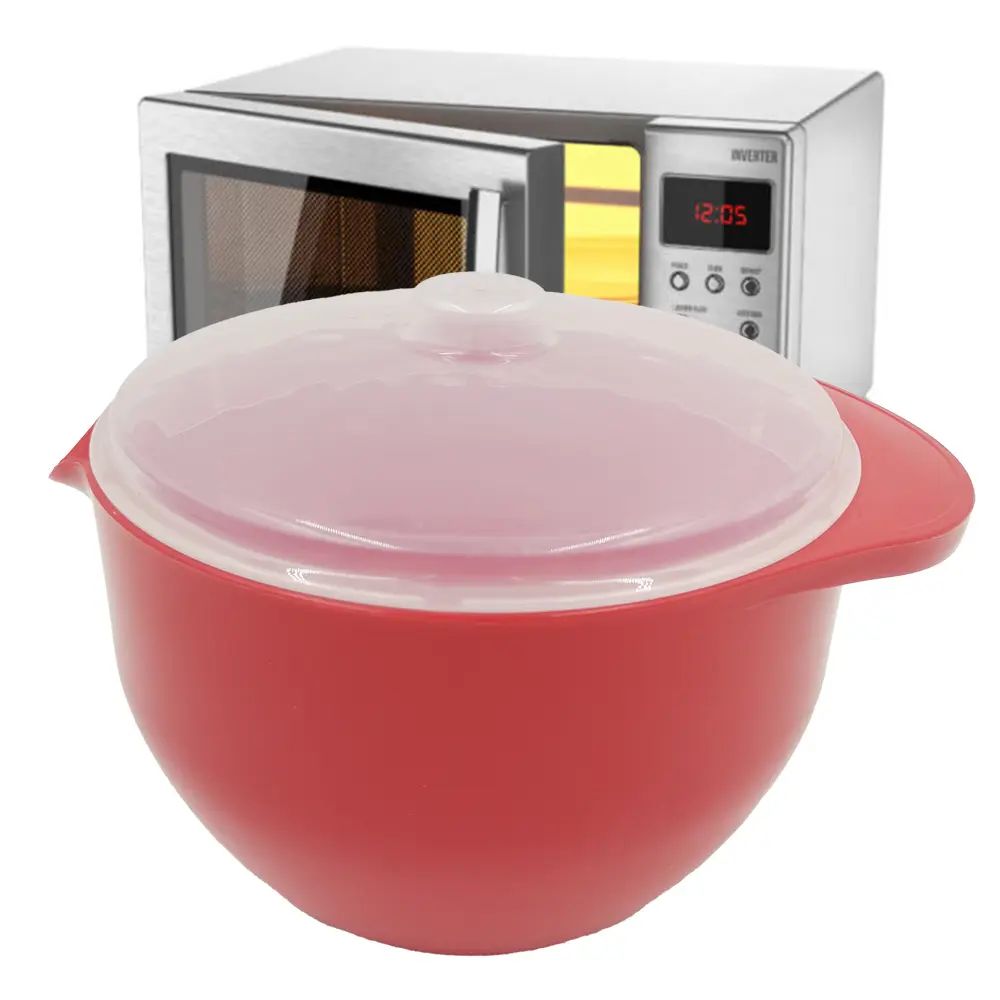 Microwave Soup Oatmeal Bowl Stew Pot with Spout and Splash Cover 1.2L 100%BPA