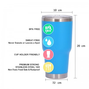 Amazon karsti pārdod 30 oz BPA BPA izolētu krūzi, nerūsējošā tērauda vakuuma krūzi ar vāku pret sviedriem / noplūdēm necaurlaidīgi automašīnas turētāja krūzes