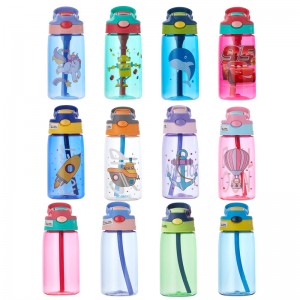Karsti pārdod Bpa Bezmaksas Atbalsts Dizains Pielāgots logotips plastmasas bērnu ūdens pudele kawaii kids dzeramā ūdens pudele ar salmiem