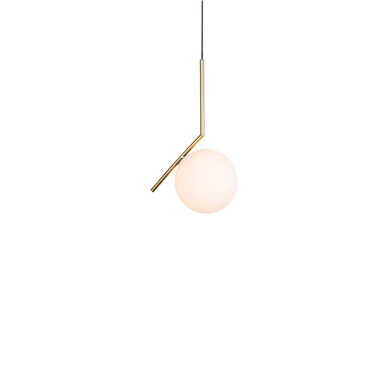 Bejgħ bl-ingrossa Globe Pendant Light Opal Modern Glass Hanging Light Fixture Mid Century Gold Finish