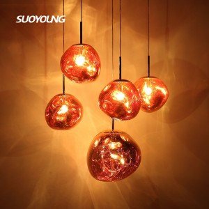 Lava Ball Drop Pendelleuchte Gold Unregelmäßige Kugel 1 Kopf Esszimmer Hängeleuchte Moderne LED Deckenleuchte Restaurant Hängelampe