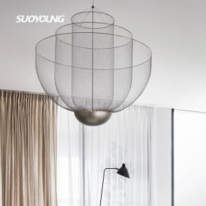 Pendant Light Fixtures Industrial Hanging Light Mesh Cage Lampshade Vintage Farmhouse Metal Net Lamp Shade adjustable Shade for Kitchen Island Dining Room Hallway Coffee Bar