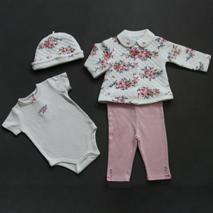 Bawełna 4-częściowy zestaw dla noworodków 0-9 miesięcy Cardigan Halter Spodnie Czapka