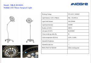MK-Z JD1800L ஸ்டாண்ட் வகை மொபைல் அறுவை சிகிச்சை ஒளி / LED / கால்நடை / பல்