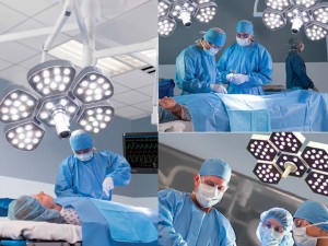 ດອກໄຟ E700/700 Double Dome Ceiling LED Surgical Light