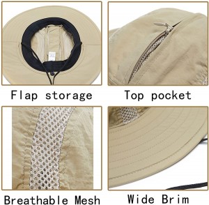 Sun Protection Outdoor Balde Foldable Sunhat Fishing Hat nga adunay Neck Flaps para sa Lalaking Babaye