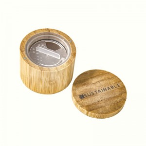 Bambu rund form påfyllningsbar lös pulverlåda