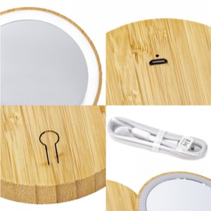 Home Accessories Bamboo LED Mirror