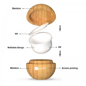Pot de crème pour le visage rechargeable en bambou
