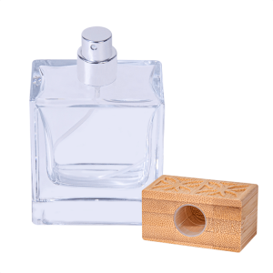 Bamboo Cap Perfume Glass Botelya