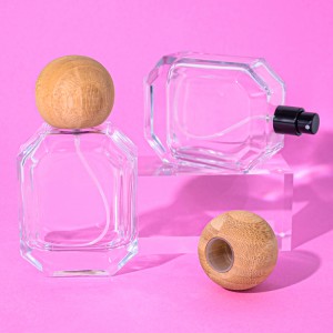 Konkurencyjna cena w Chinach Hurtownia okrągła butelka do aromaterapii Butelka na perfumy Aromatyczna szklana butelka z bambusową nakrętką