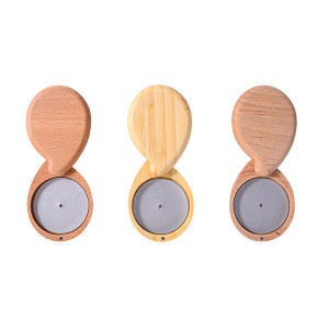 Pear Shaped Bamboo Compact Powder container Refillable