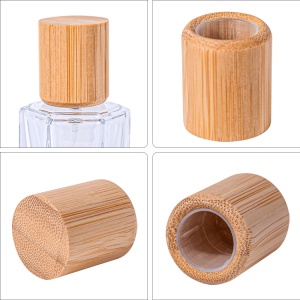 Nouveaux produits chauds, bouchon de parfum en Zamac avec impression de Texture de bois créative
