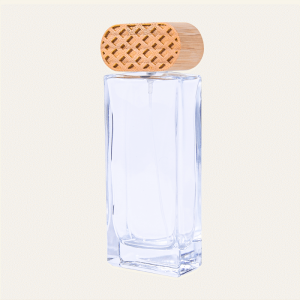 Flacone de parfum carré avec capuchon en bambou