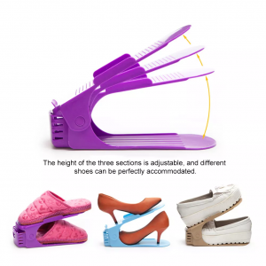 رف تخزين من طبقتين للأحذية يدعم فتحة توفير مساحة خزانة حامل قابل للطي منظم رف أحذية بلاستيكي