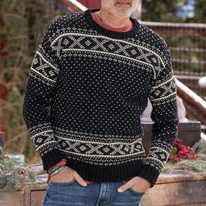 Żakardowy sweter z długimi rękawami