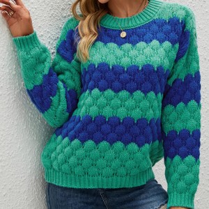 نیا پل اوور دھاری دار رنگ بلاک کرنے والا سویٹر