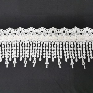 China OEM China 100% Polyester Swiss Embroidery Chemical Mesh Lace Trim