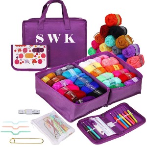 Crochet Kit dengan Set Benang Pemula dan Paket Pemula Profesional untuk Dewasa dan Anak-Anak