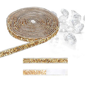 Diamantezko zinta, Urrezko Rhinestone Zinta Bling Ribbon Roll Wrap Glitter Crystal Rhinestones