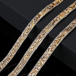 Pita Berlian, Pita Emas Berlian Imitasi Bling Ribbon Roll Wrap Glitter Crystal Rhinestones