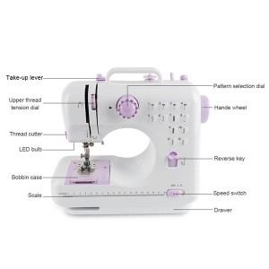 Nešiojama siuvimo mašina Pusiau automatinė elektrinė siuvimo mašina su užraktu