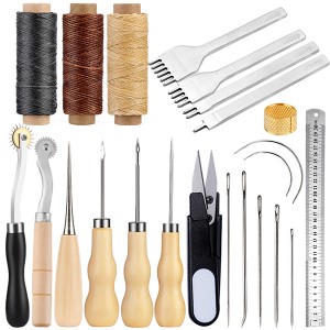 Kit de ferramentas para manualidades de coiro con conxunto de ferramentas de perforación Accesorios de ferramentas de costura de coiro