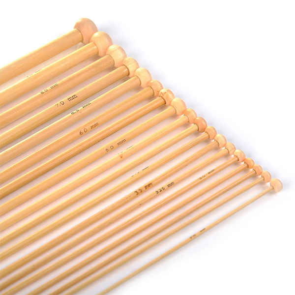 Комплект бамбукови игли за плетене от 36 бр. (18 размера от 2,0 mm до 10,0 mm)