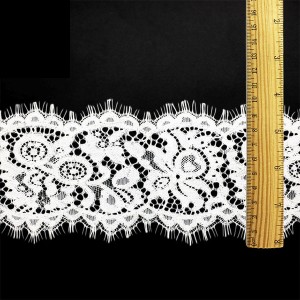 Porcellana Prezzo poco costoso all'ingrosso Affascinante fiore operato bianco francese Wrap Knitting Elastic Lace Trim per lingerie