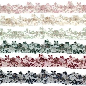 Custom Special Hot Selling High Quality End Trim Bordir Tulle Lace Fabric