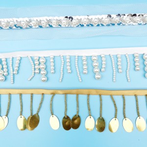 Perlų karoliukų nėrinių apdaila Madingi drabužiai Aksesuarai Perlų medvilnės juostelės apdaila