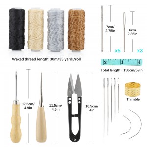 Kit de reparación de cuero Agujas de coser a mano y cinta métrica para suministros de reparación de cuero