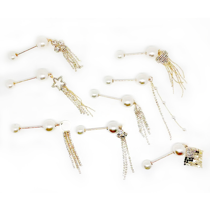 Перлени игли с висулка Брошка с кристали за жени Жилетка Шал Шапка Дрехи Игла за ревер Представено изображение