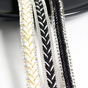 Crystal Rhinestone Ribbon Hot Fix Ribbon Iron On Appliques para sa Dress Shoe Adornment