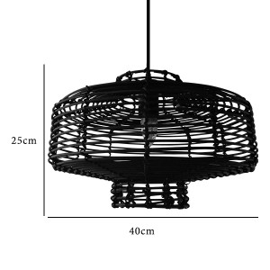 Black rattan pendant light,Simple rattan black decorative chandelier | XINSANXING