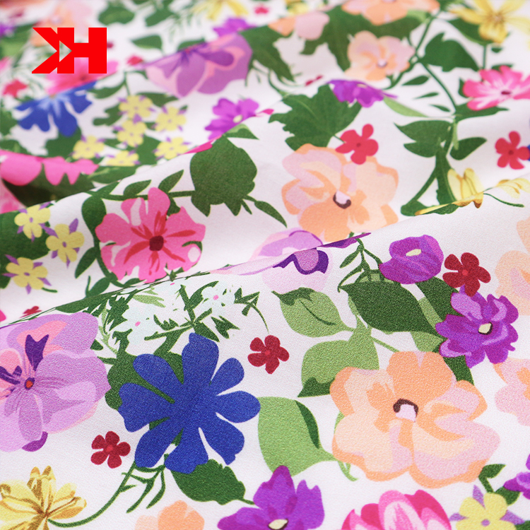 custom design digital floral print soft silk voile fabric for clothes