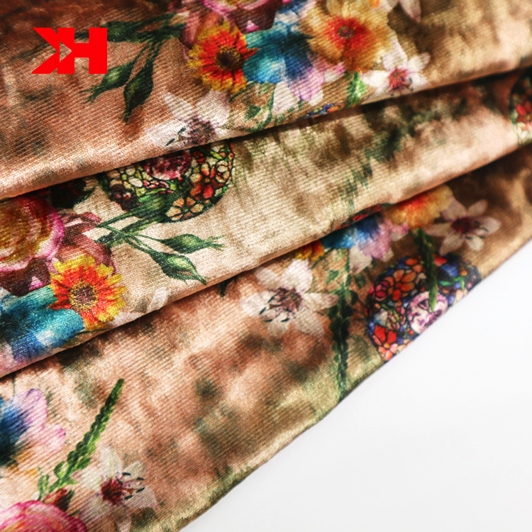 Tekstile prej pëlhure me printim kadifeje me lule elastike të personalizuar