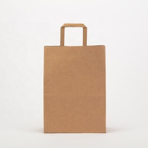 Custom Logo Recycled Flat Handle Flexo Printing Kraft paper Bag