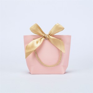 Bow Ribbon Round Rope Hand Held Art Paper Bag