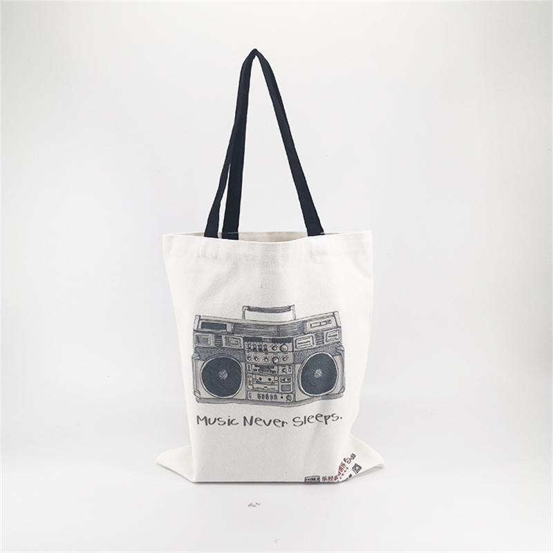 Custom Printed Black Portable White Canvas Bag Featured Image