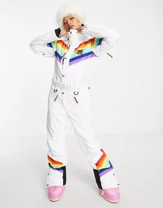 Individualus Rainbow Road slidinėjimo kostiumas, baltas