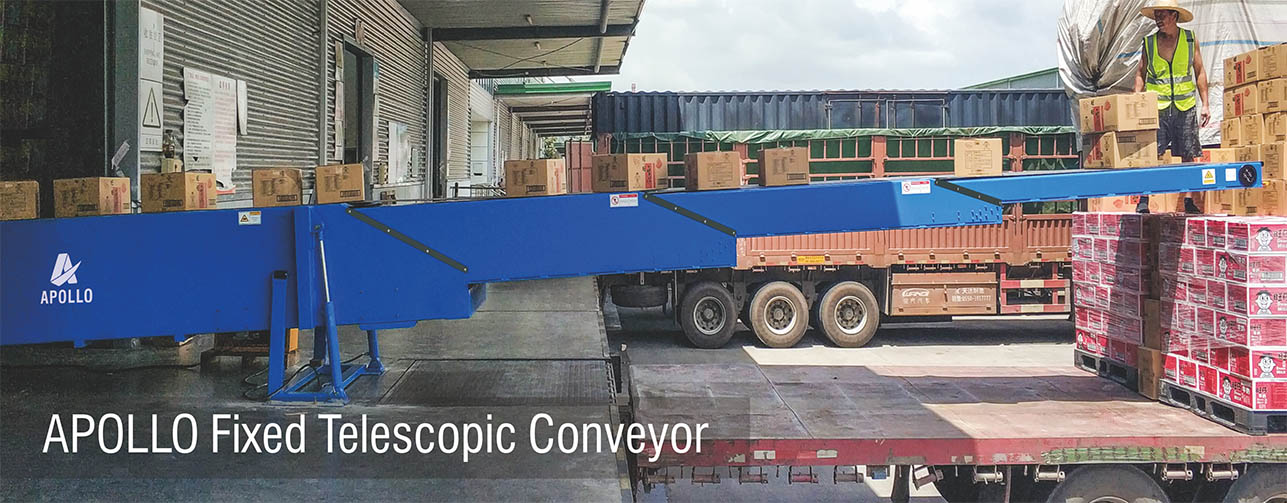 Konveyor Sabuk Teleskopik Tetap untuk Truk / Kontainer Mudah Bongkar Muat