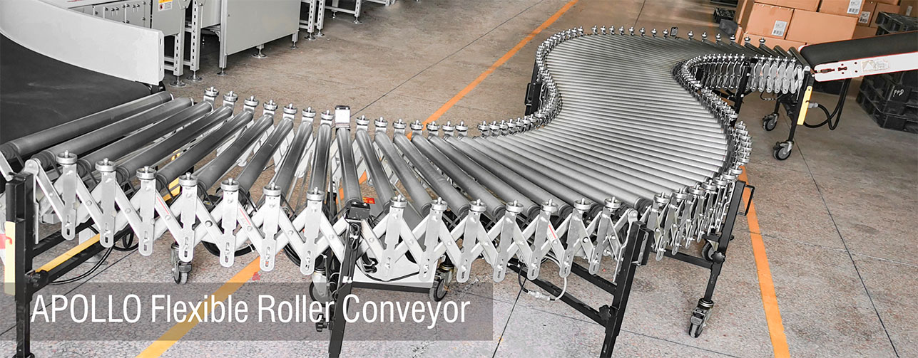 Fleksibel Roller Conveyor Pikeun Gampang Angkutan Barang di Gudang