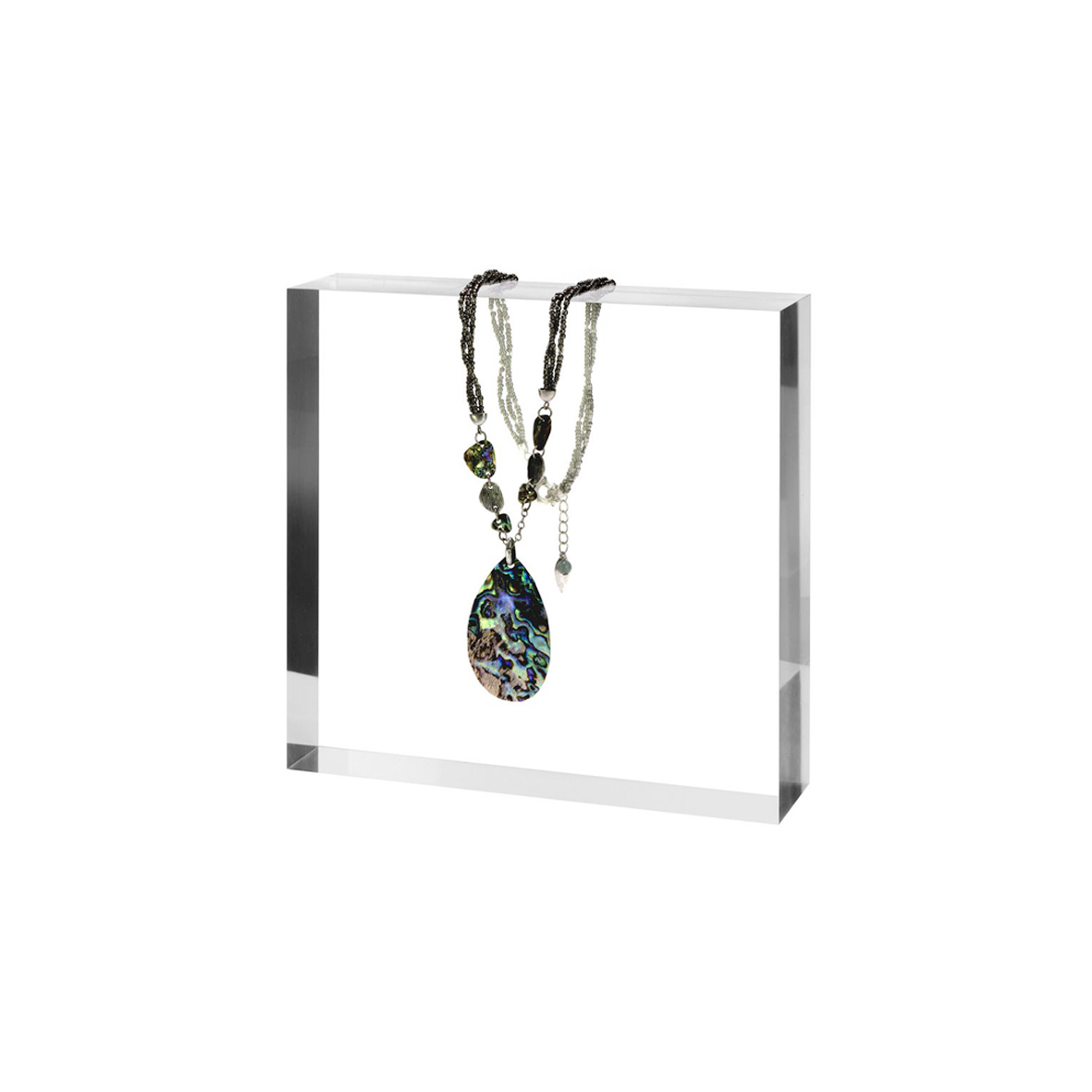 Cubi di blocchi acrilichi trasparenti per mostra anelli di collana di gioielli
