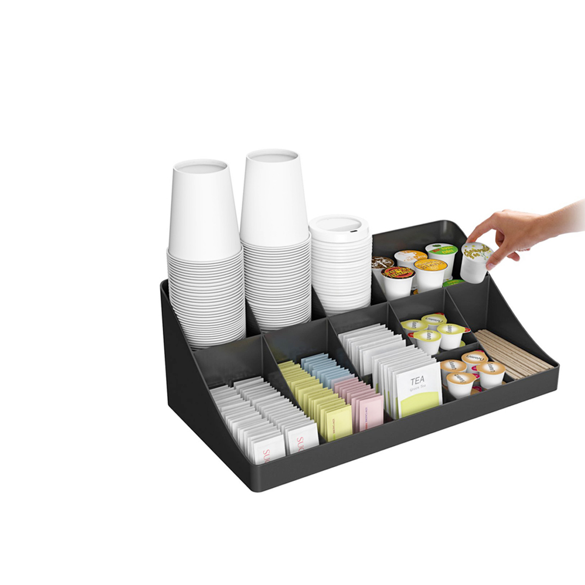 Organizador de soporte de café acrílico/caja de almacenamiento de café en la encimera