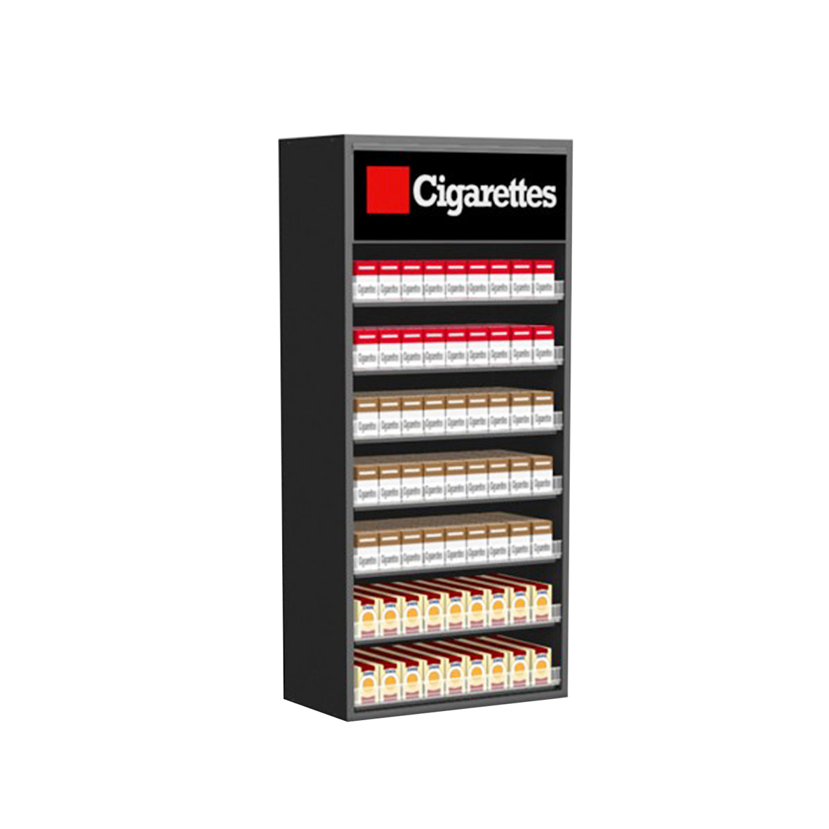 Loor Acrylic floor Cigarette Display shelf e nang le pushers le logo