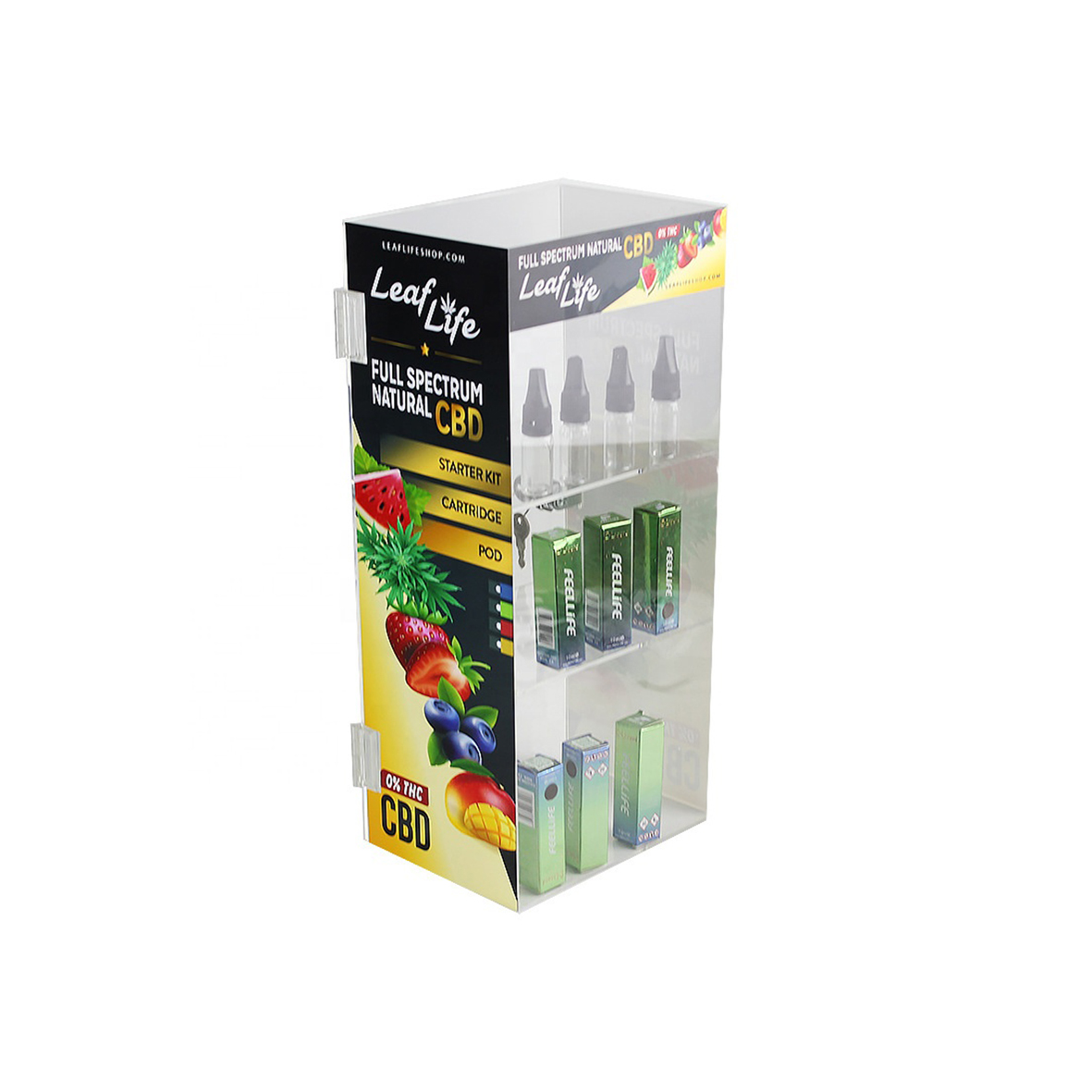 ຈໍສະແດງຜົນກະຕຸກສັ້ນ acrylic ຢືນນ້ໍາ acrylic vape THC elf bar ສະແດງ stand