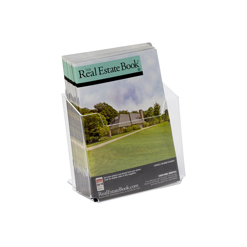 Countertop Acrylic Brochure Holder ກັບຜູ້ຖືໃບຍ່ອຍ