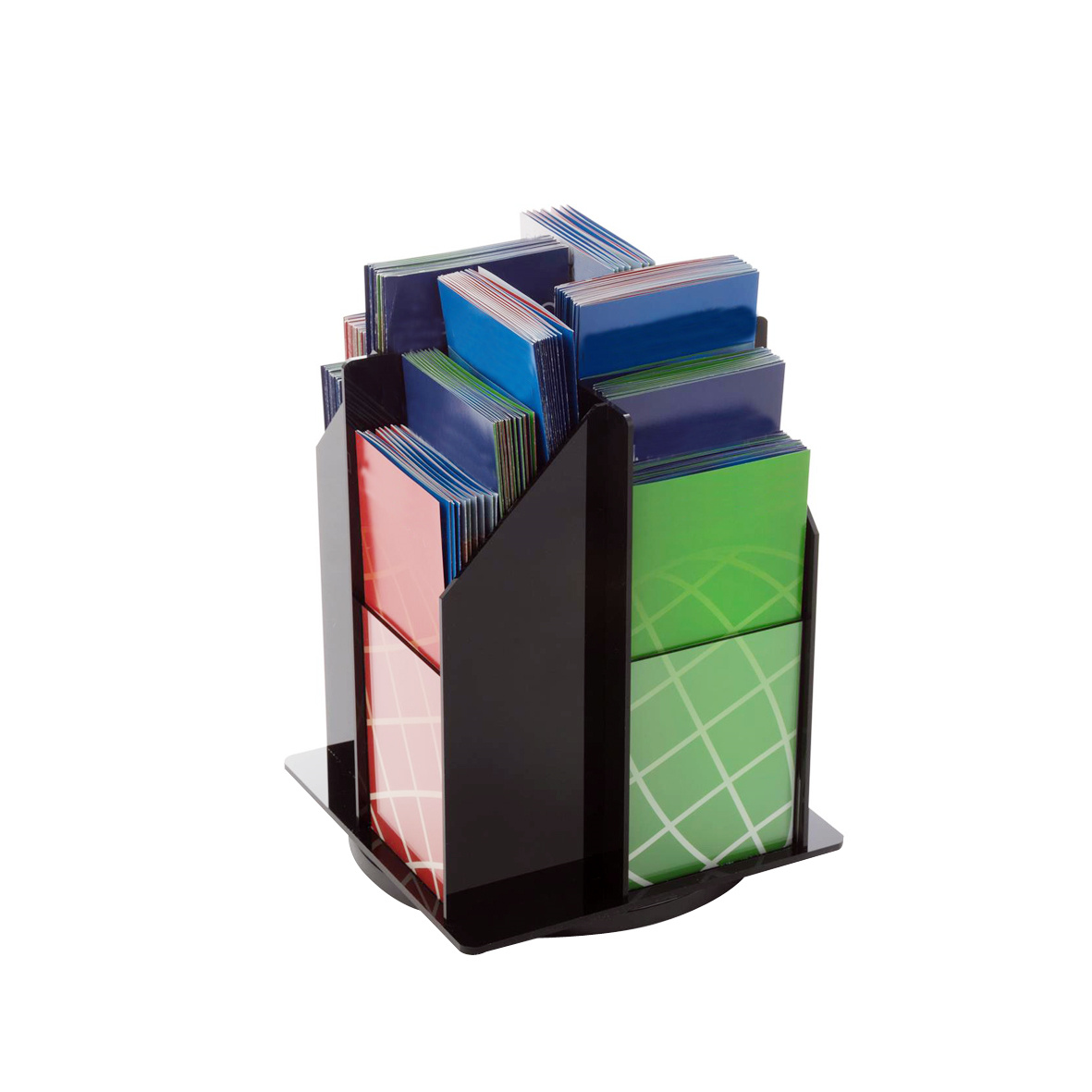 Förvara akryl roterande magasinshållare fri bas Bipacksedelhållare