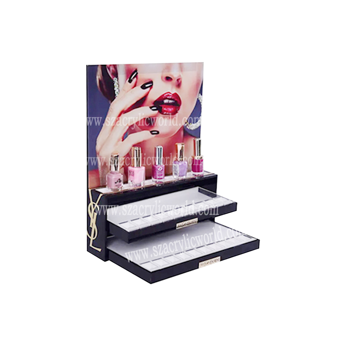 Akryl nagellack display stativ anpassad akryl kosmetisk display
